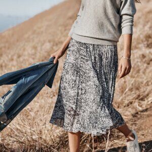 Garnet Hill SZ4 Snakeskin Micro Pleated Midi Skirt Career Old Money Capsule Prep